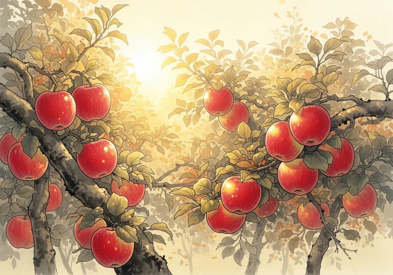 Auspicious Signs: Ripe Apples, Wealth, and Achievement