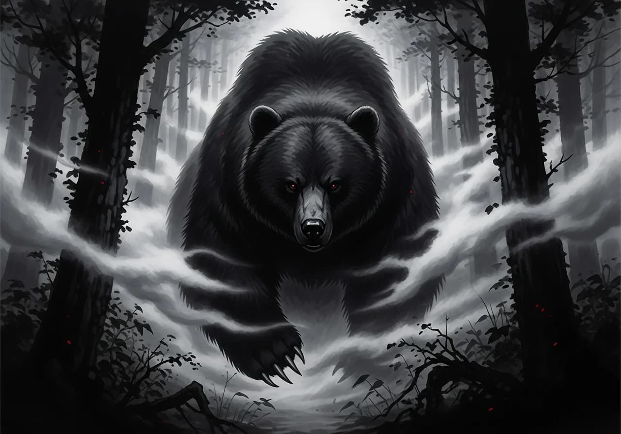 곰꿈 흉몽 — 위협과 갈등의 경고