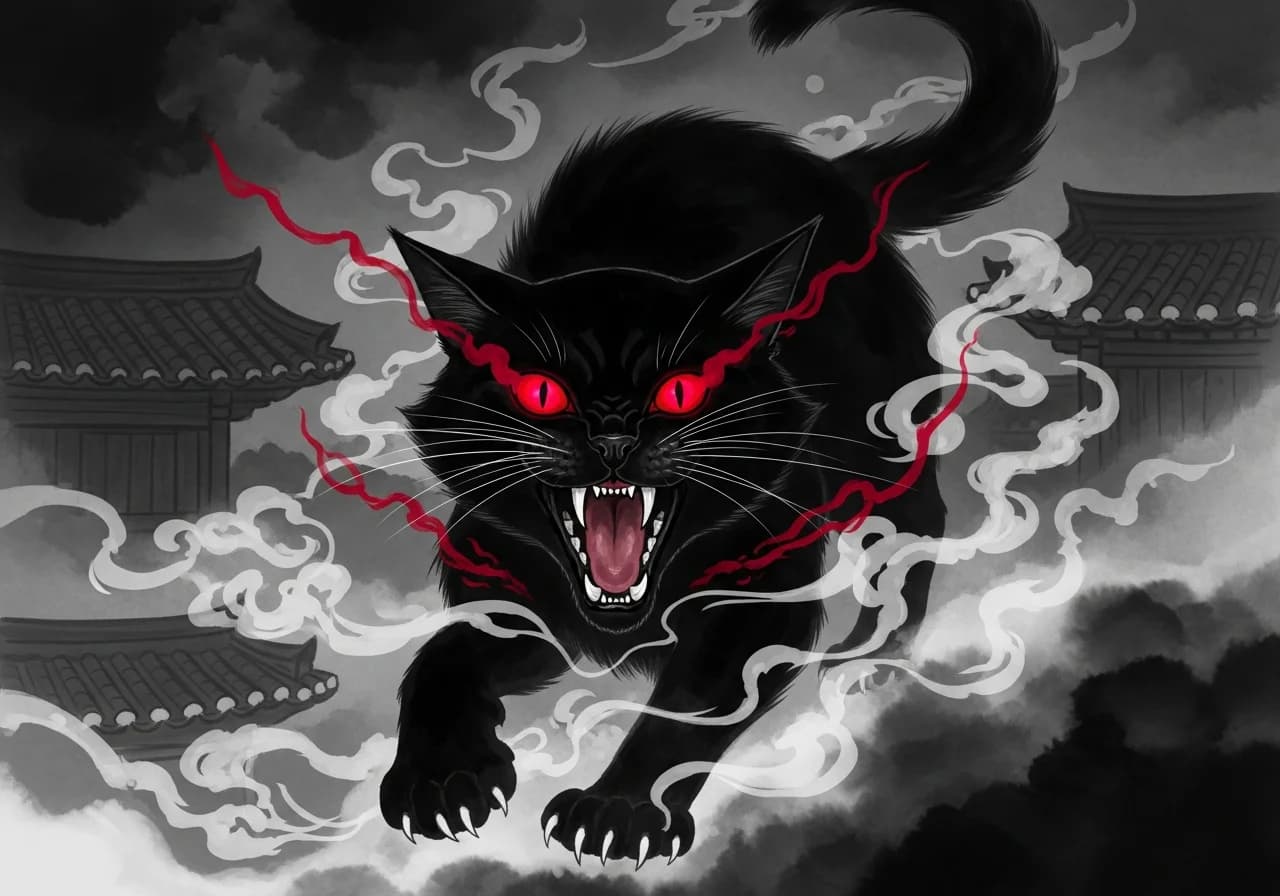 흉몽: 검은 고양이가 울부짖으며 쫓아오는 꿈