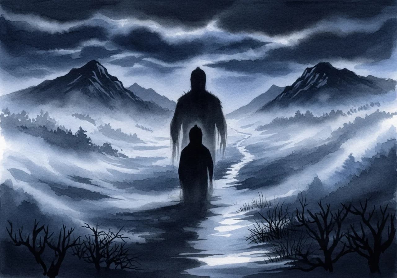 위협적인 얼굴 없는 존재 — 경고의 흉몽