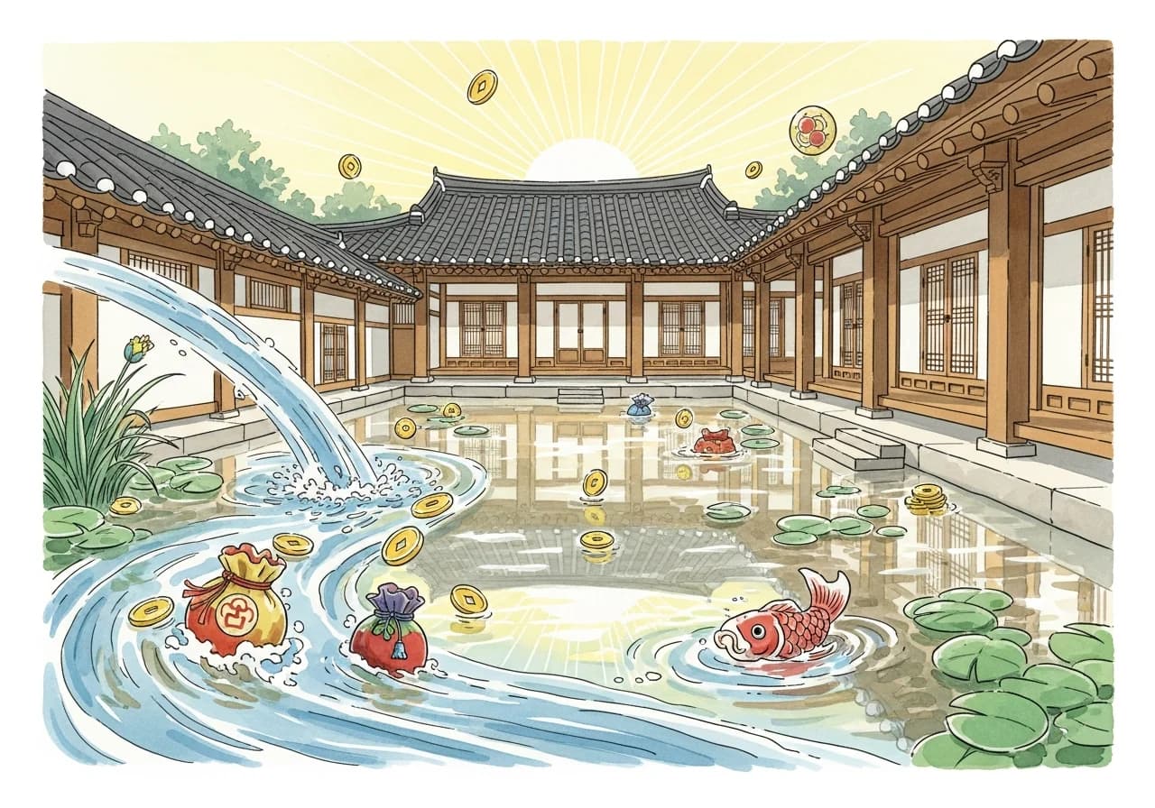 맑은 물 홍수 꿈 — 재물이 밀려오는 대길몽