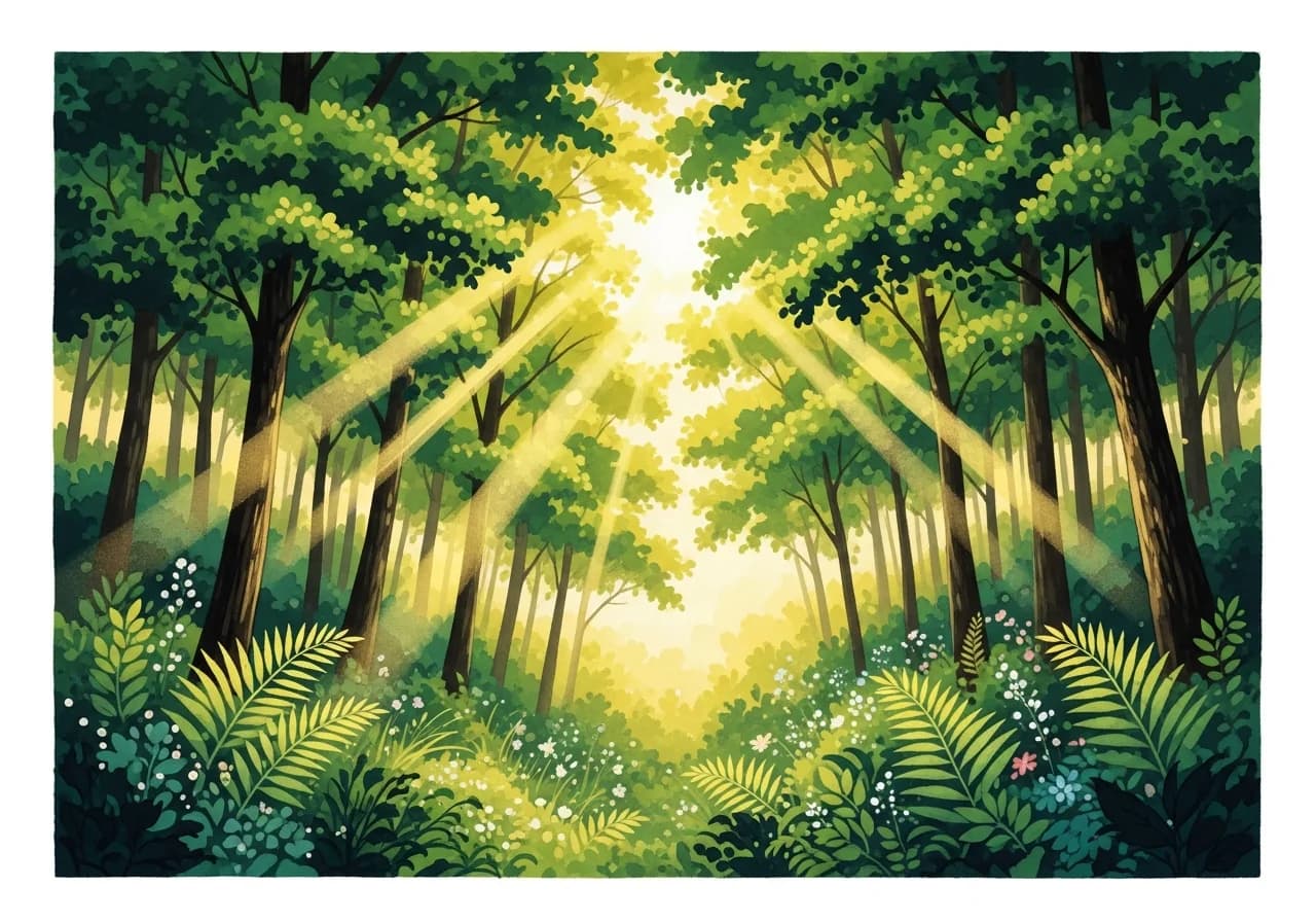 울창하고 밝은 숲 꿈 — 풍요와 만사형통의 길몽