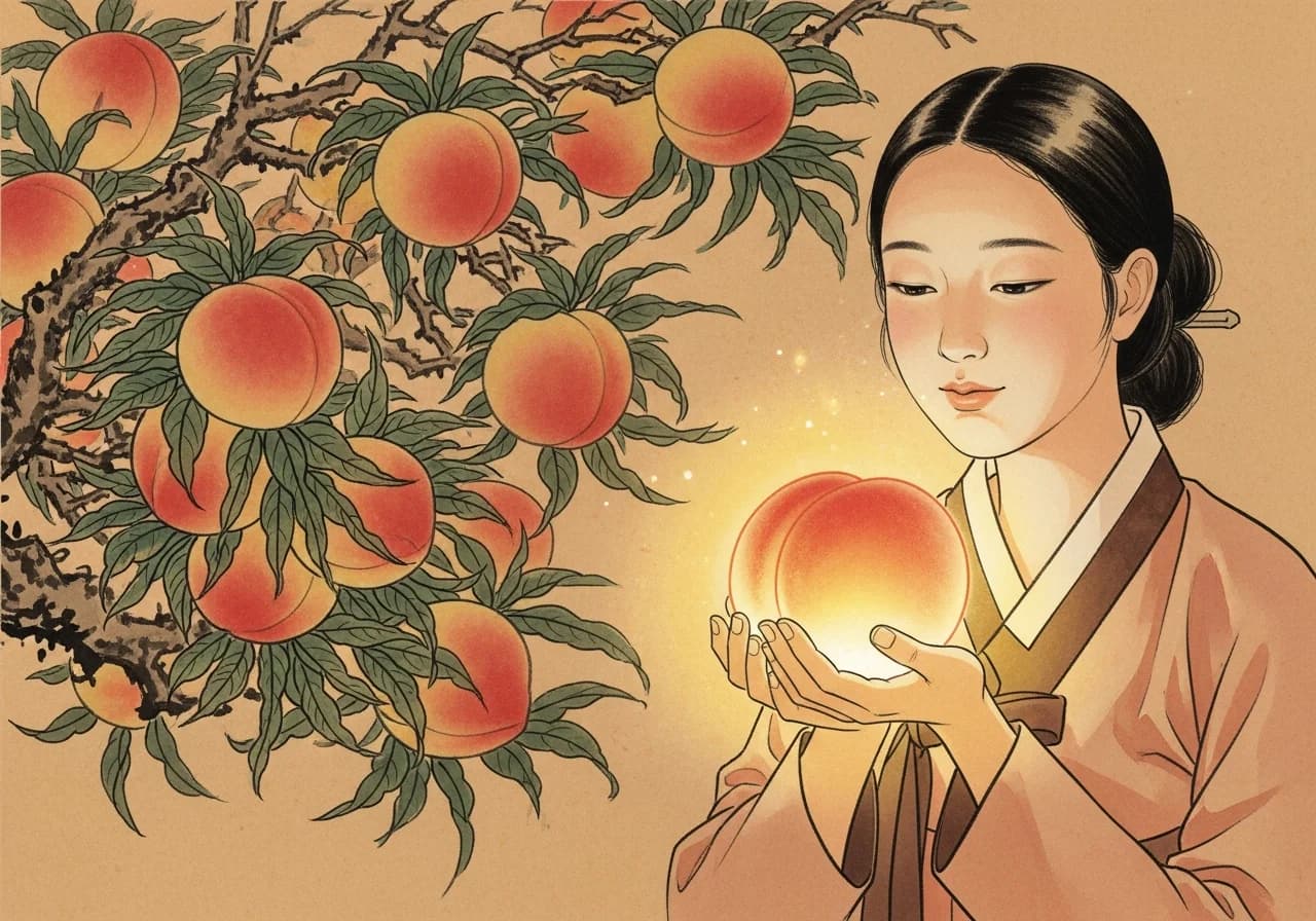 Ripe Peach Taemong — The Classic Auspicious Omen