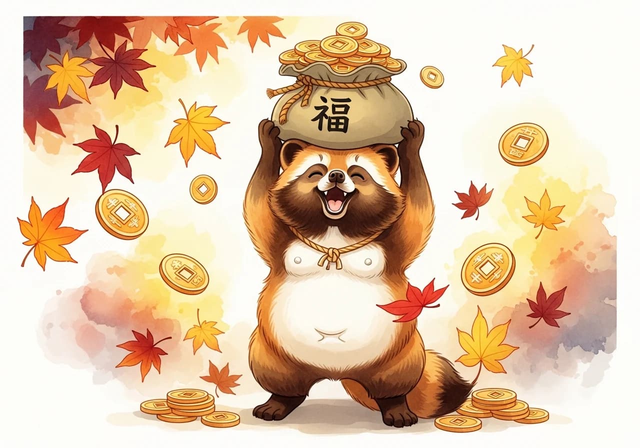 Catching or Welcoming a Raccoon Dog — Auspicious Signs of Wealth