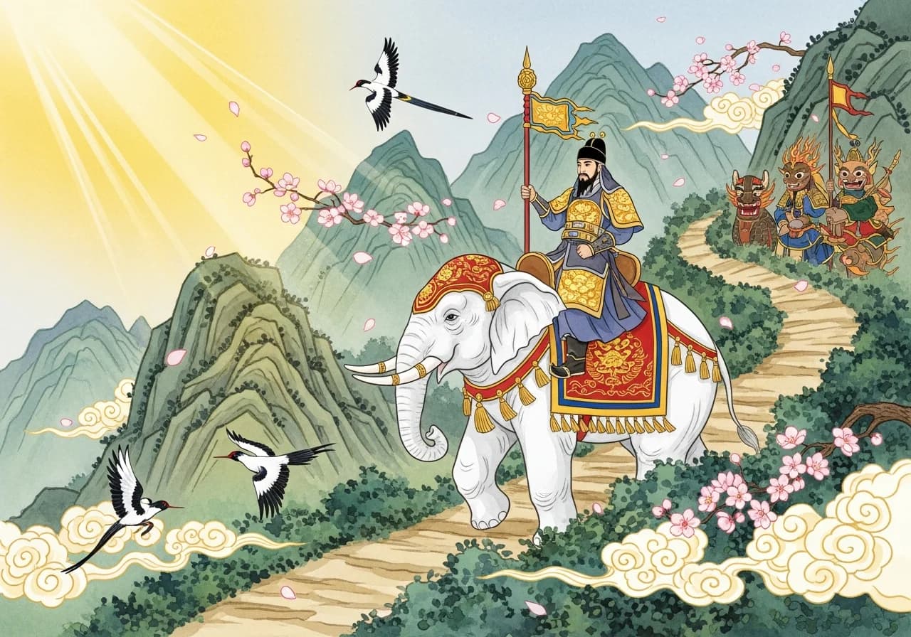 Riding an Elephant - Auspicious Interpretation