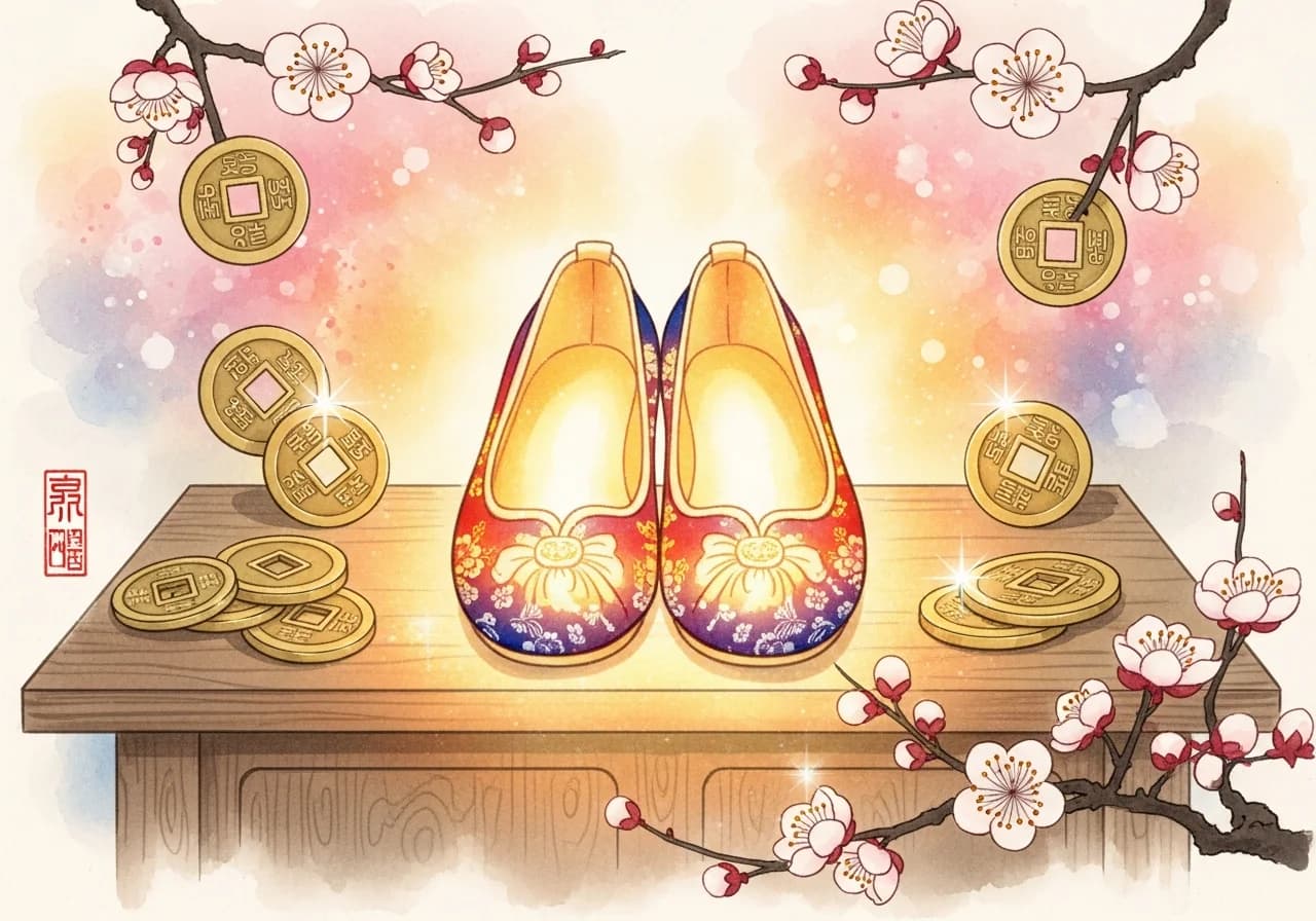 Auspicious: New Shoes, Receiving Shoes as a Gift, Golden Shoes