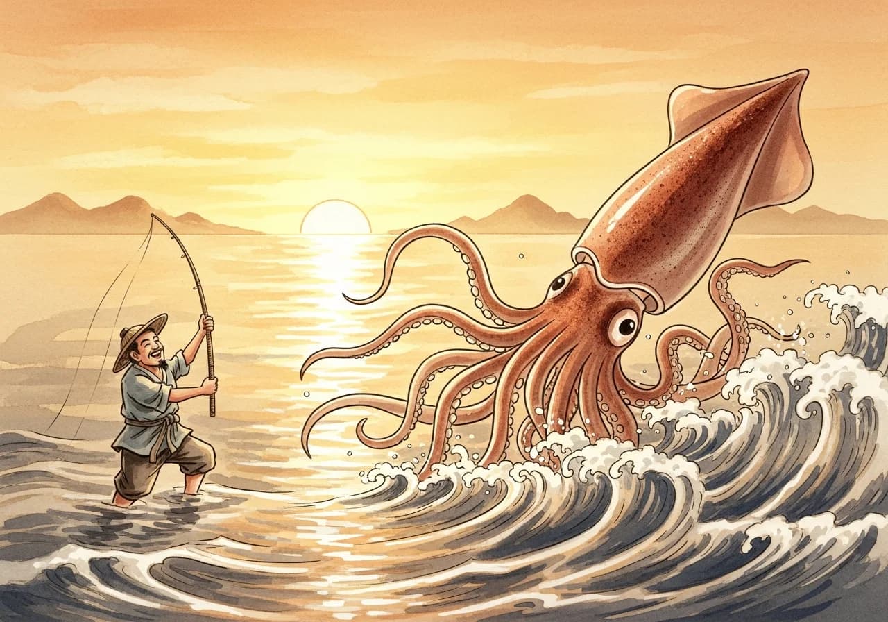 오징어 꿈 — 길몽: 재물과 기회가 몰려온다